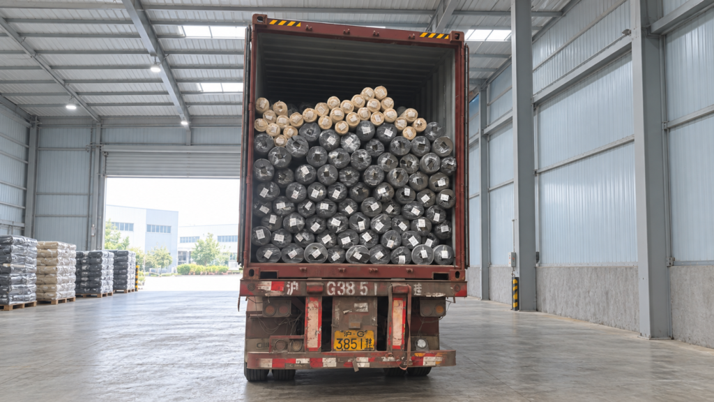 A loaded container inside the shipping warehouse